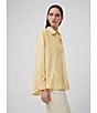 Color:Banana/Linen - Image 4 - Striped Poplin Button Front Long Sleeve Shirt