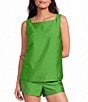 French Connection Structured Taffeta High Square Neck Sleeveless Coordinating A-Line Top - Image 1