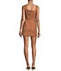 French Connection Structured Tweed Square Neck Sleeveless Button Front Mini Dress, Color:Cafe Brown - Image 2