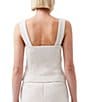 French Connection Structured Tweed Square Neck Sleeveless Novelty Button Front Top, Color:Classic Cream - Image 2
