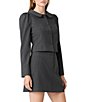 French Connection Tavi Stretchy Crosshatch Peter Pan Collar Puff Sleeves Button Front Coordinating Jacket - Image 3