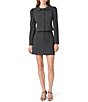 French Connection Tavi Stretchy Crosshatch Peter Pan Collar Puff Sleeves Button Front Coordinating Jacket - Image 4