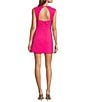 French Connection Whisper Foldover Collar Square Neck Sleeveless Mini Dress, Color:Cerise Pink - Image 2