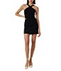 Color:Black - Image 1 - Whisper Sleeveless Crossover Halter Neck Mini Dress