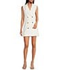 French Connection Whisper V-Neck Collar Sleeveless Mini Tux Dress, Color:Summer White - Image 1