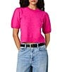 French Connection Yulia Knit Round Neck Short Puff Sleeve Top - Image 1