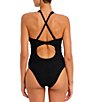 Color:Black - Image 3 - Ibiza Waves Scrunch Embossed Scoop Neck Cut-Out Underwire Extended Bra Size One Piece Swimsuit