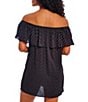 Color:Black - Image 2 - Jewel Cove Dotted Print Off-the-Shoulder Swim Cover-Up Shift Dress