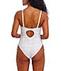 Freya Nomad Nights Crochet Scoop Neck High Leg Underwire Extended Bra Size One Piece Swimsuit, Color:White - Image 2