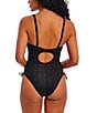 Color:Black - Image 2 - Nomad Nights Crochet Scoop Neck High Leg Underwire Extended Bra Size One Piece Swimsuit