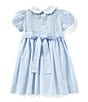 Color:Blue/White - Image 2 - Baby Girls 12-24 Months Floral Printed Smocked Dress