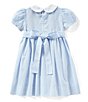 Color:Blue/White - Image 2 - Little Girls 2T-4T Floral Printed Smocked Dress