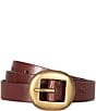 Color:Brown - Image 1 - 0.78#double; Center Bar Leather Belt