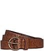 Frye 0.78#double; Tooling and Stud Leather Belt, Color:Light Whiskey - Image 1
