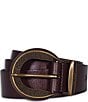 Frye 1.4#double; Genuine Leather Engraved Buckle Belt, Color:Brown - Image 1