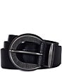 Frye 1.4#double; Genuine Leather Engraved Buckle Belt, Color:Black - Image 1