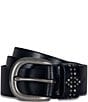 Color:Black - Image 1 - 1.4#double; Studded Keeper Leather Belt