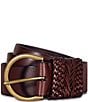 Color:Brown - Image 1 - 1.5#double; Woven Leather Belt