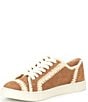 Color:Almond - Image 4 - Ivy Suede Crochet Low Lace Sneakers