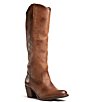 Color:Cognac - Image 1 - Jackie Button Leather Tall Western Boots