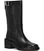 Frye Kate Moto Mid Calf Leather Block Heel Boots - Image 1