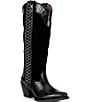Frye Laila Suede Leather Tall Western Chain Block Heel Boots - Image 1