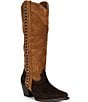 Frye Laila Suede Tall Western Chain Block Heel Boots - Image 1