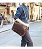 Color:Dark Brown - Image 5 - Logan Leather Messenger Bag