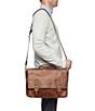 Color:Cognac - Image 4 - Logan Top Handle Leather Briefcase
