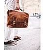Color:Cognac - Image 5 - Logan Top Handle Leather Briefcase