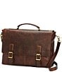 Color:Dark Brown - Image 1 - Logan Top Handle Leather Briefcase