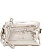 Color:Metallic Silver - Image 1 - Melissa Metallic Silver Leather Crossbody Wristlet Bag