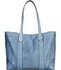 Color:Denim - Image 1 - Melissa Washed Leather Shopper Tote Bag