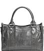 Color:Carbon - Image 2 - Melissa Metallic Washed Leather Satchel Bag