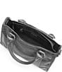 Color:Carbon - Image 3 - Melissa Metallic Washed Leather Satchel Bag