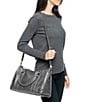 Color:Carbon - Image 5 - Melissa Metallic Washed Leather Satchel Bag