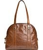 Color:Cognac - Image 1 - Melissa Zip Domed Leather Satchel Bag