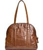Color:Cognac - Image 2 - Melissa Zip Domed Leather Satchel Bag