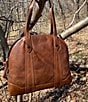 Color:Cognac - Image 6 - Melissa Zip Domed Leather Satchel Bag