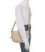 Color:Oat - Image 4 - Melissa Zip Leather Silver Hardware Crossbody Shoulder Bag