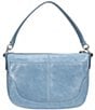 Color:Denim - Image 2 - Melissa Zip Leather Silver Hardware Crossbody Shoulder Bag