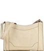 Color:Oat - Image 2 - Melissa Zip Leather Silver Hardware Crossbody Bag