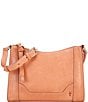 Color:Apricot - Image 1 - Melissa Zip Leather Silver Hardware Crossbody Bag