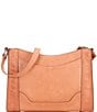 Color:Apricot - Image 2 - Melissa Zip Leather Silver Hardware Crossbody Bag
