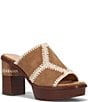 Color:Almond - Image 1 - Pipa Crochet Suede Platform Slide Sandals
