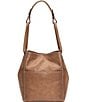 Color:Tan - Image 1 - Reed Magnetic Snap Leather Hobo Bag