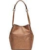 Color:Tan - Image 2 - Reed Magnetic Snap Leather Hobo Bag