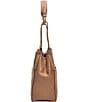 Color:Tan - Image 3 - Reed Magnetic Snap Leather Hobo Bag