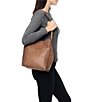 Color:Tan - Image 5 - Reed Magnetic Snap Leather Hobo Bag