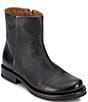 Color:Black Distressed - Image 1 - Veronica Inside Zip Distressed Leather Booties